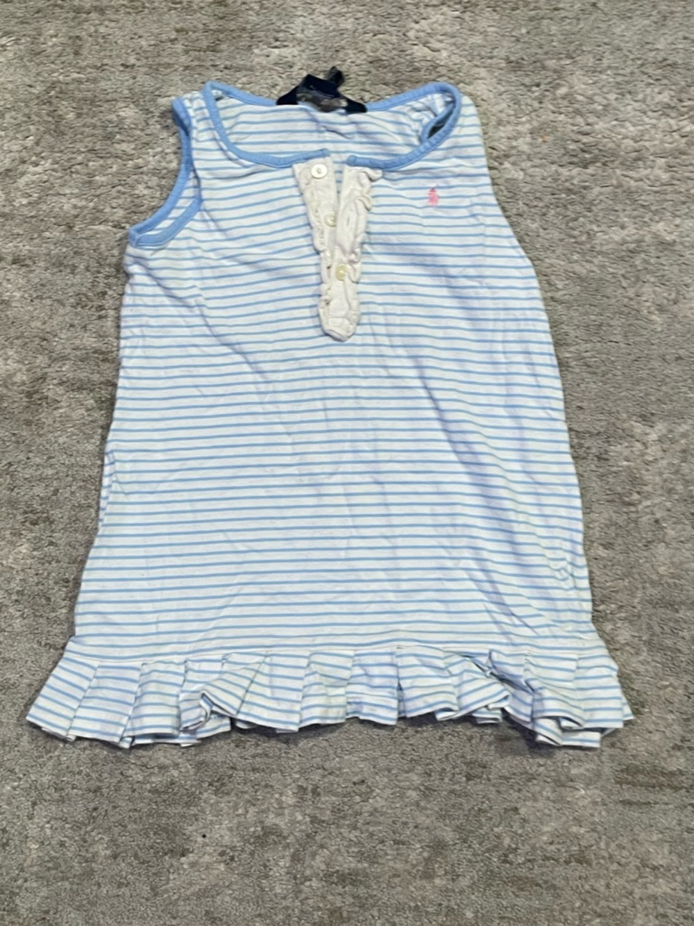 Ralph Lauren Light Blue & White Striped Baby Tank Top Dress
